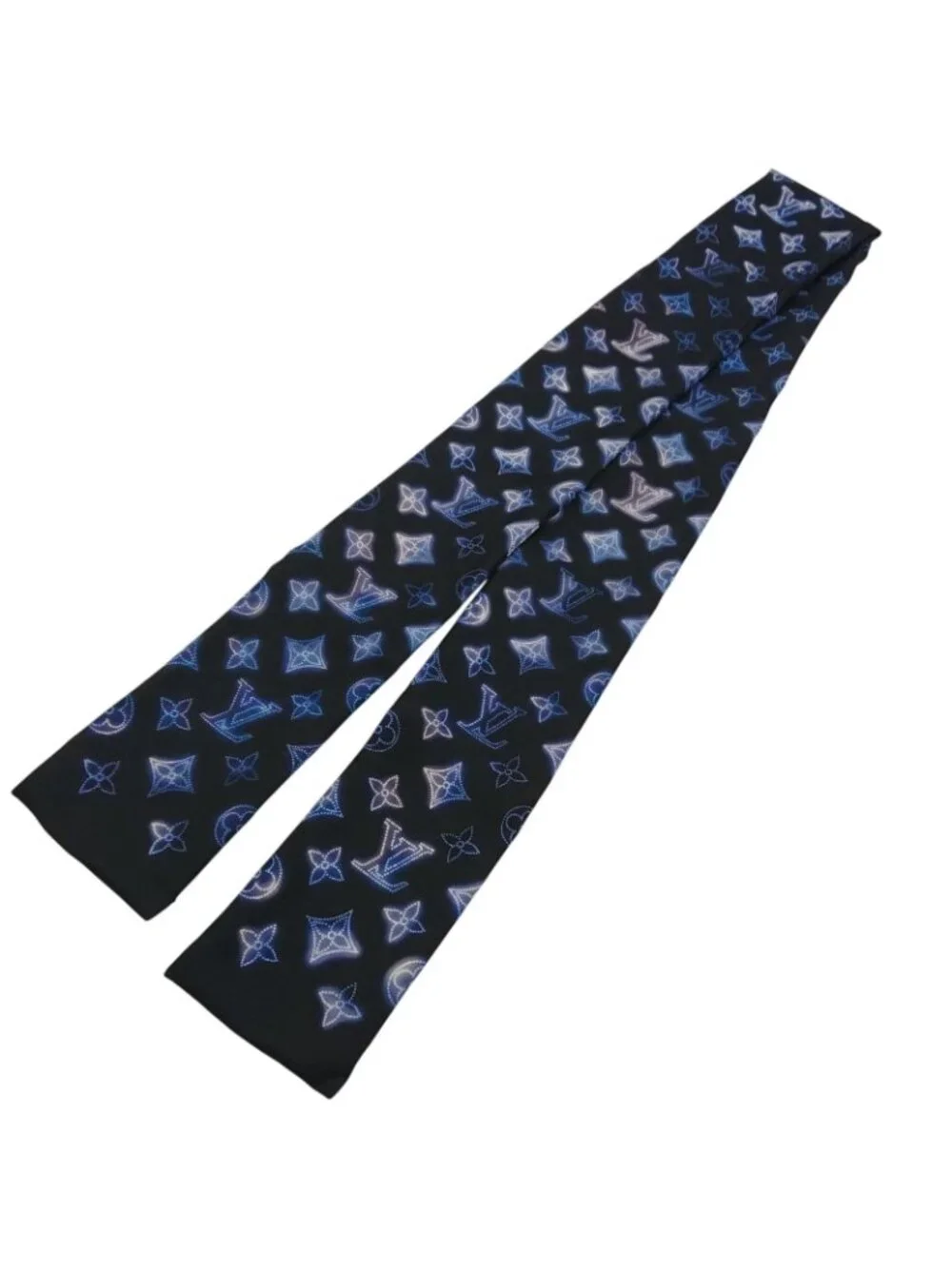 Louis Vuitton Monogram Manahi Bandeau Scarf Black Silk